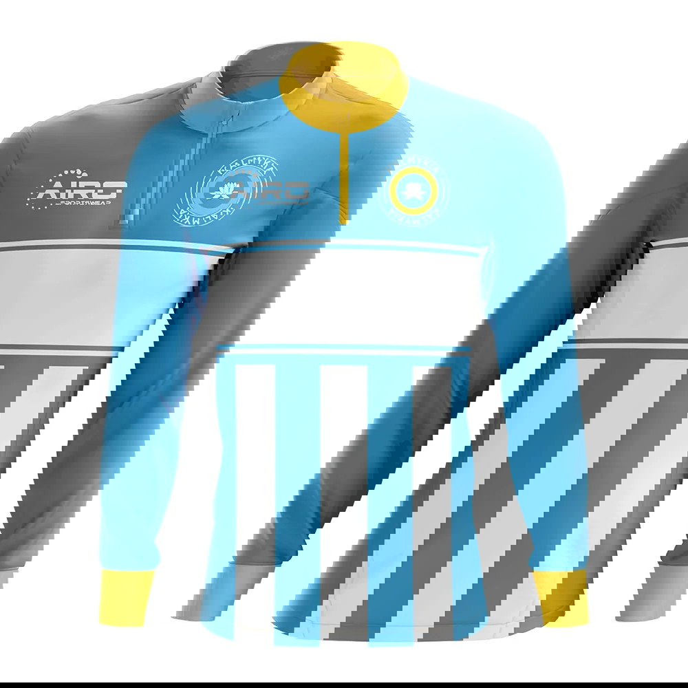 Kalmykia Concept Football Half Zip Midlayer Top (Sky Blue-White)