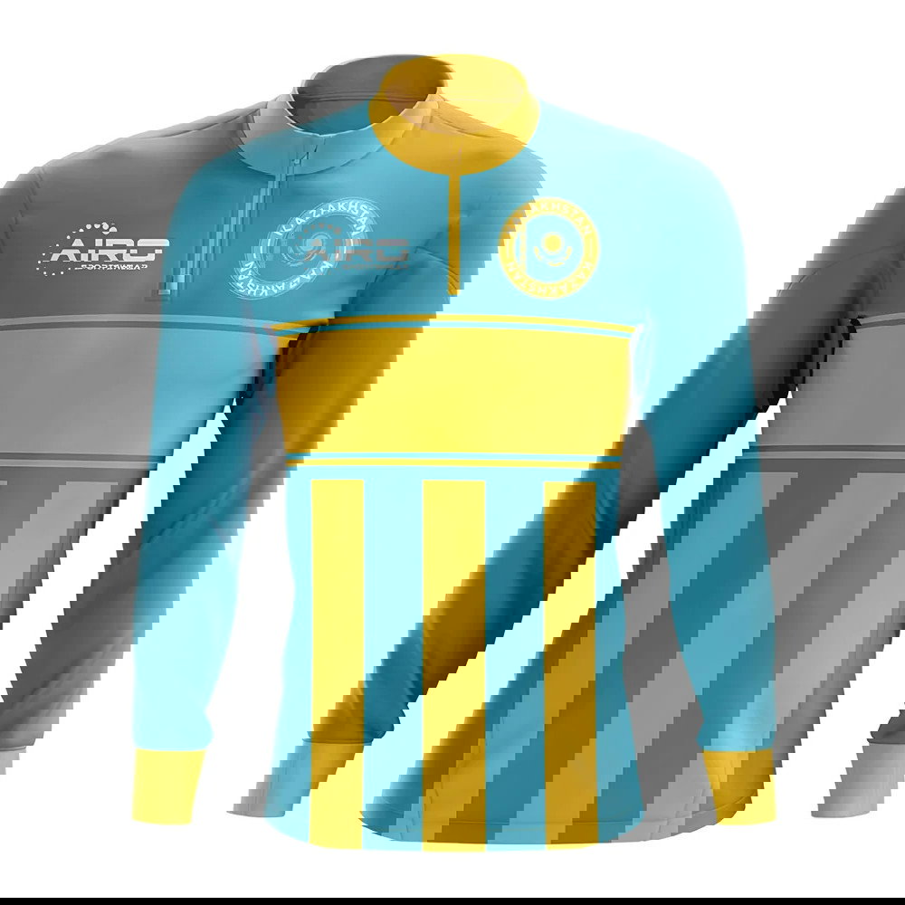 Kazakhstan Concept Football Half Zip Midlayer Top (Sky Blue-Yellow)