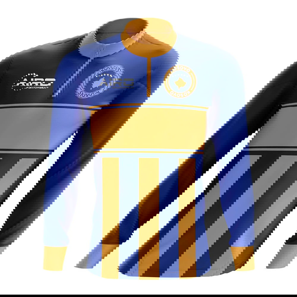 Kosovo Concept Football Half Zip Midlayer Top (Blue-Orange)