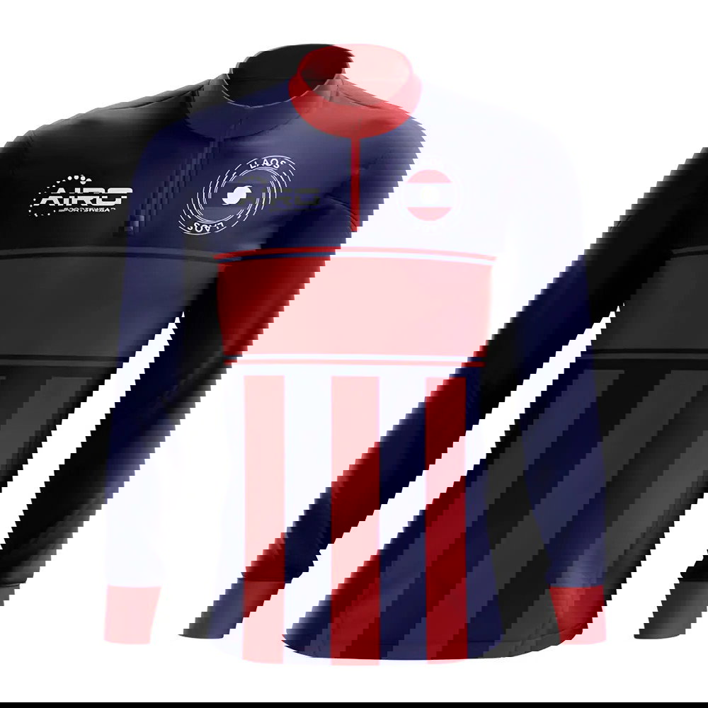 Laos Concept Football Half Zip Midlayer Top (Blue-Red)