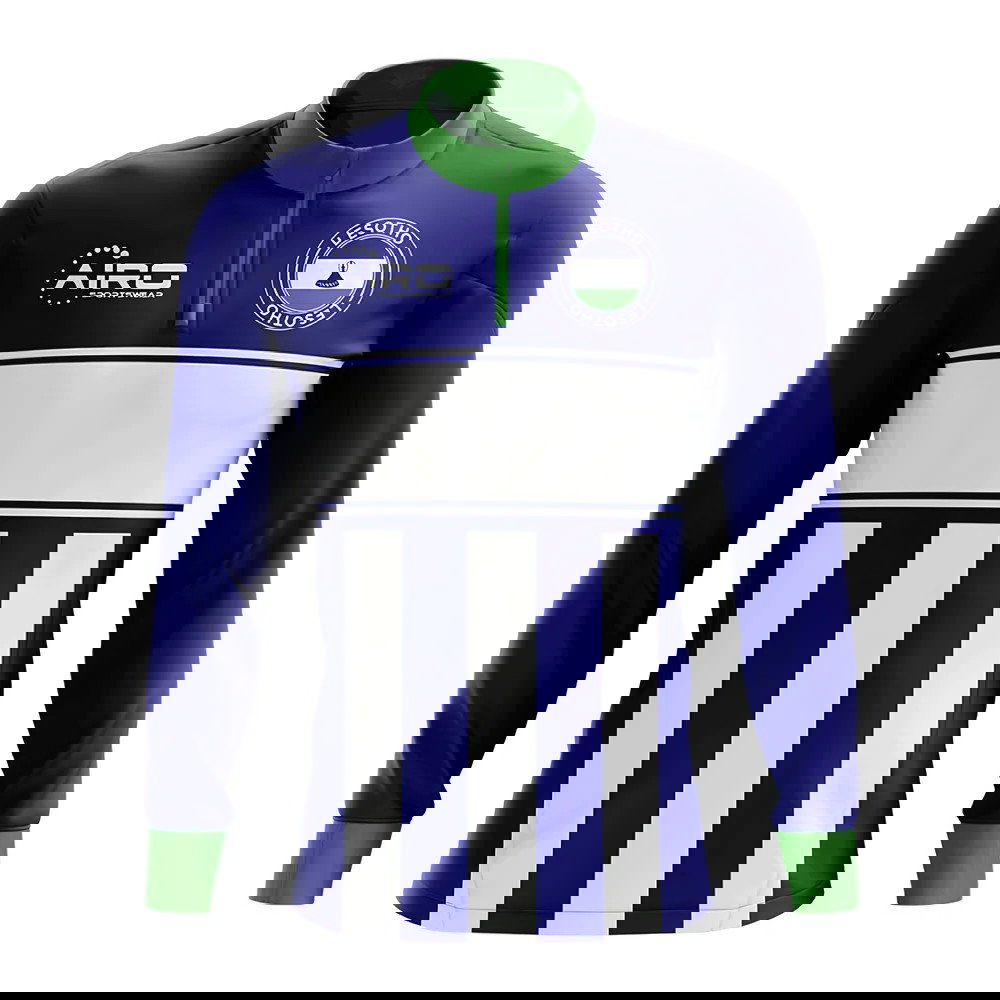 Lesotho Concept Football Half Zip Midlayer Top (Blue-white)