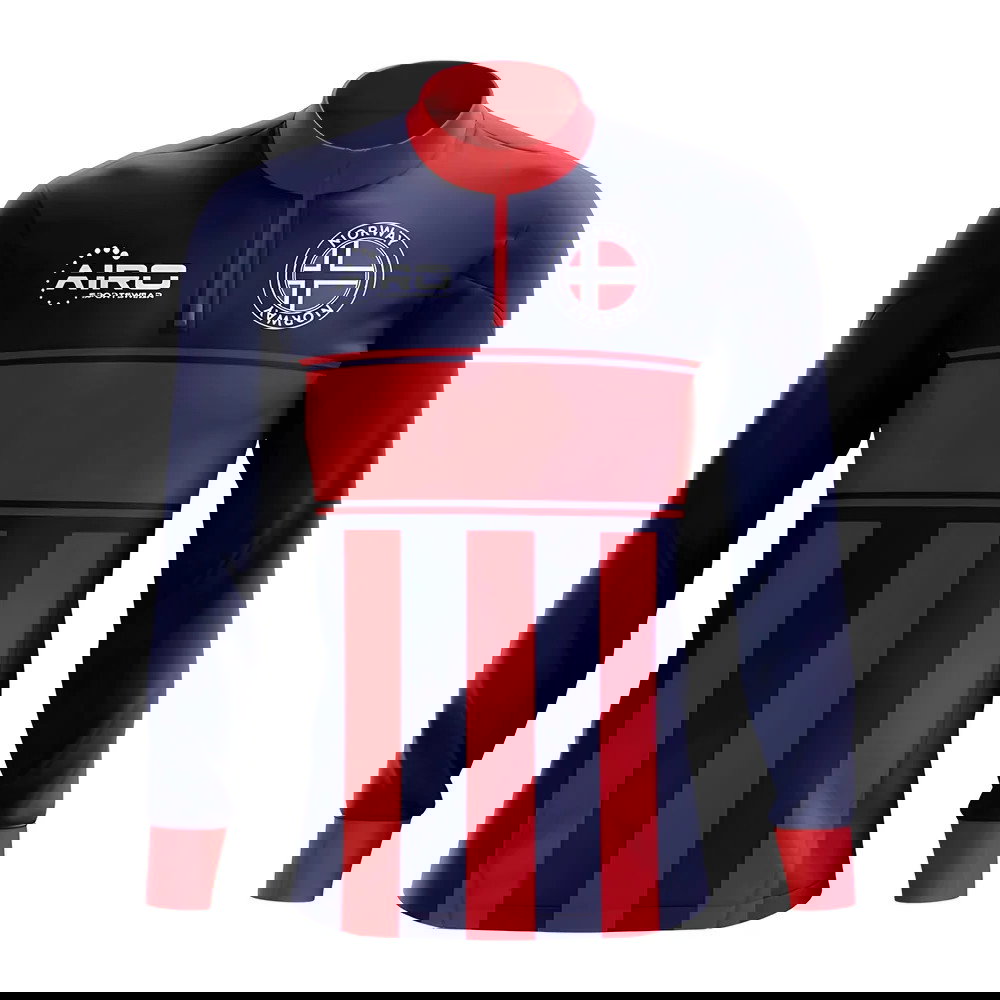 Norway Concept Football Half Zip Midlayer Top (Blue-Red)