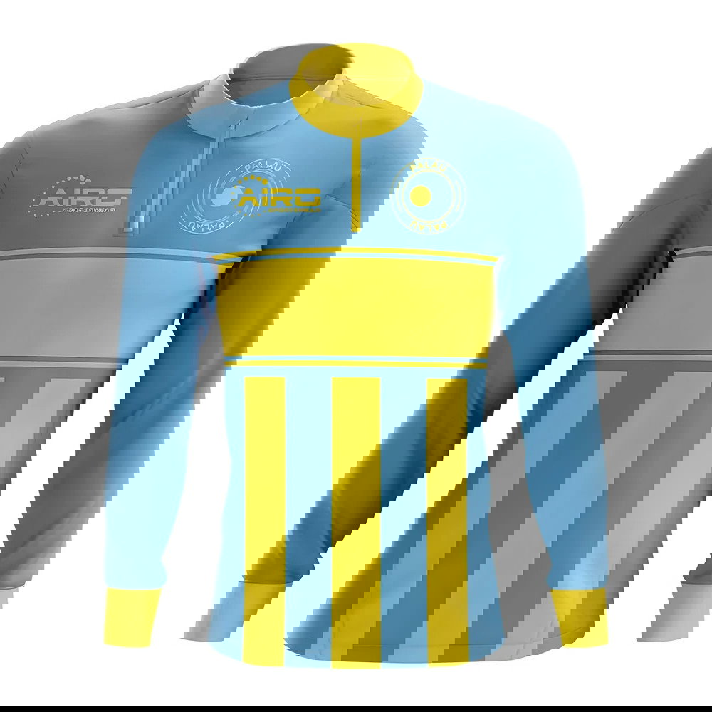 Palau Concept Football Half Zip Midlayer Top (Sky Blue-Yellow)