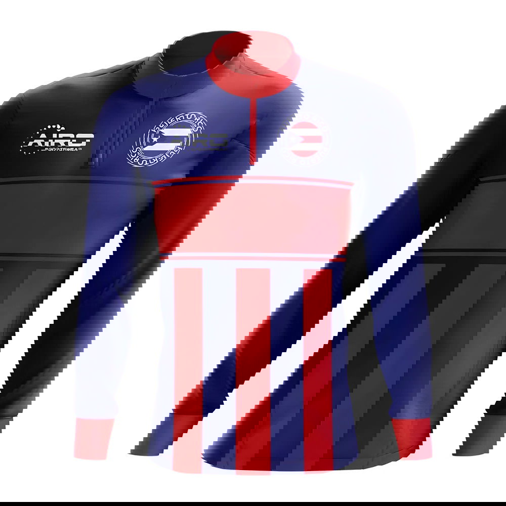Puerto Rico Concept Football Half Zip Midlayer Top (Blue-Red)