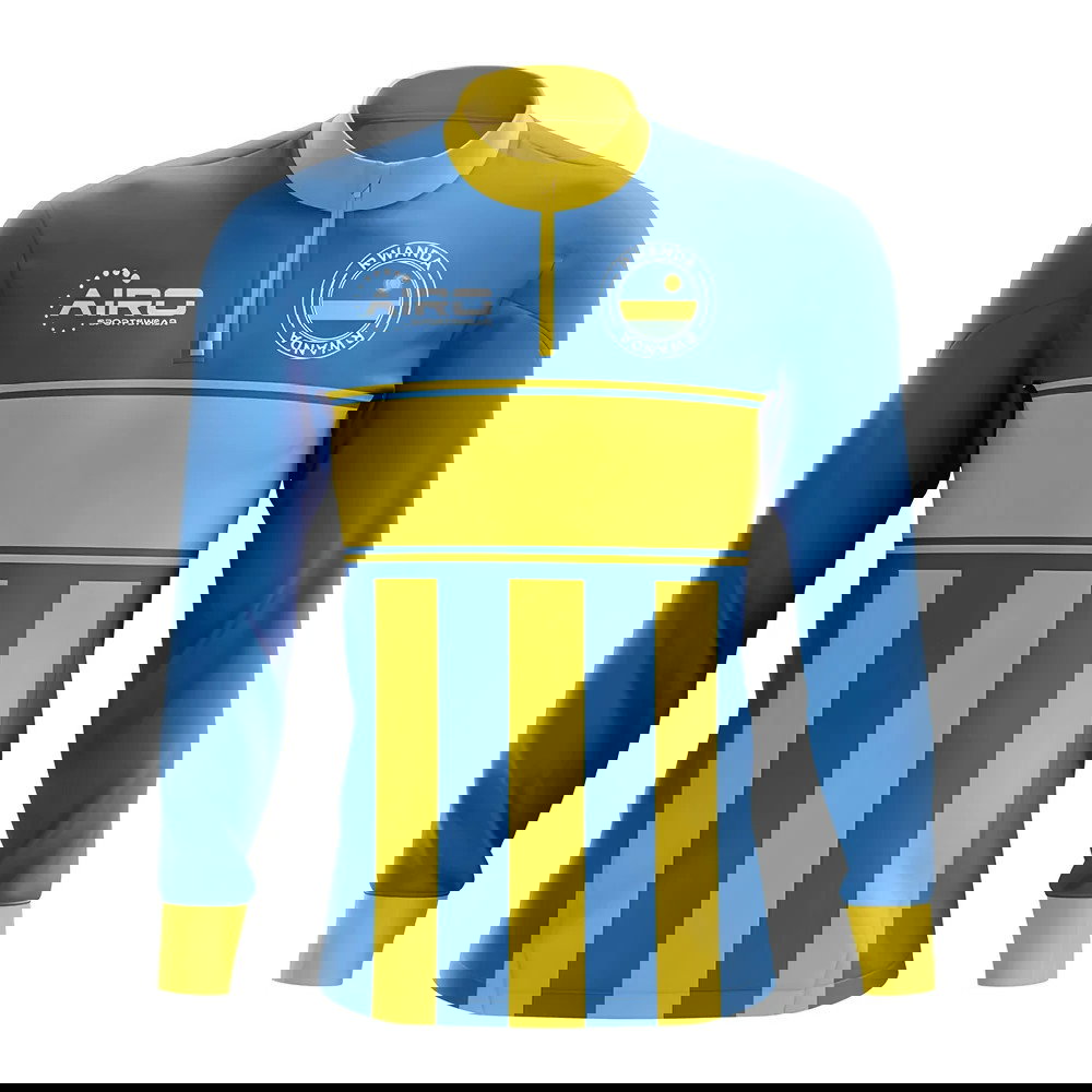 Rwanda Concept Football Half Zip Midlayer Top (Sky Blue-Yellow)