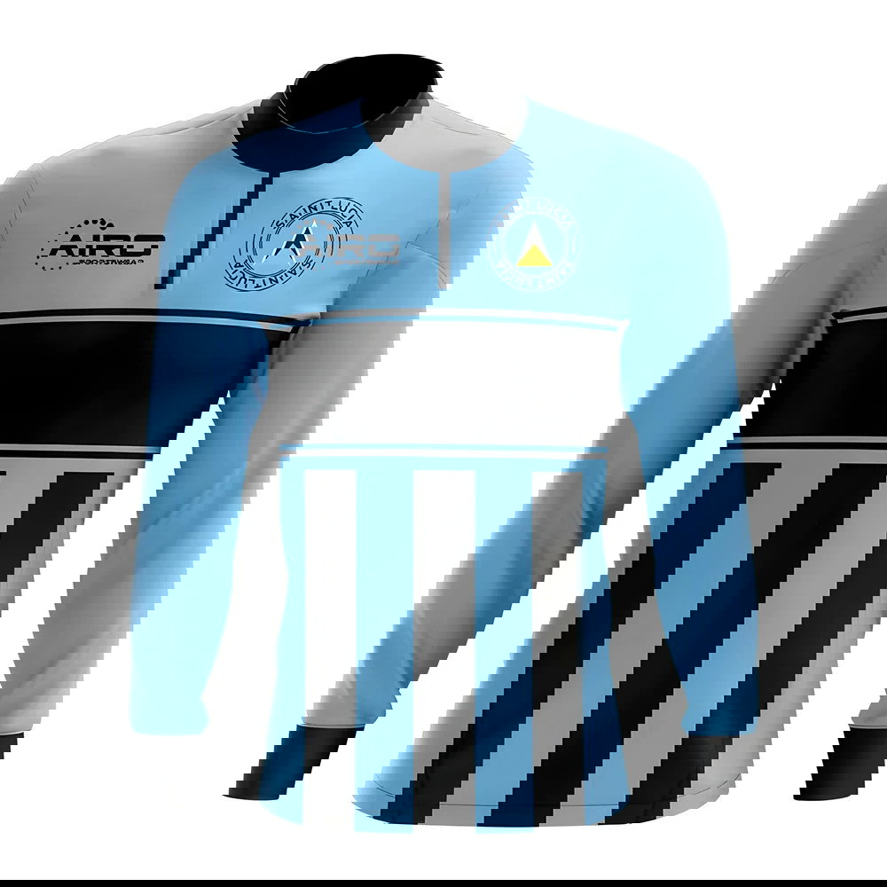 Saint Lucia Concept Football Half Zip Midlayer Top (Sky Blue-Black)