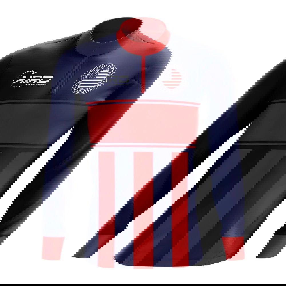 USA Concept Football Half Zip Midlayer Top (Blue-Red)