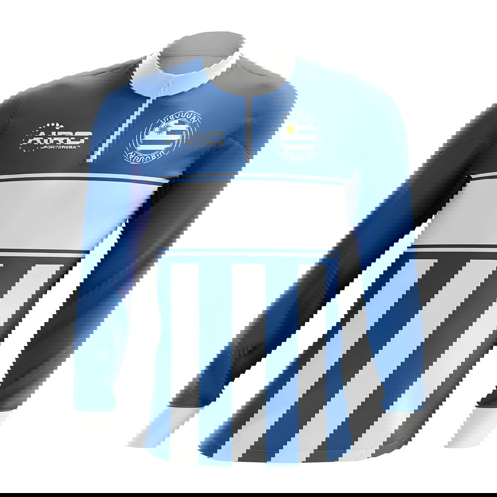 Uruguay Concept Football Half Zip Midlayer Top (Sky Blue-White)