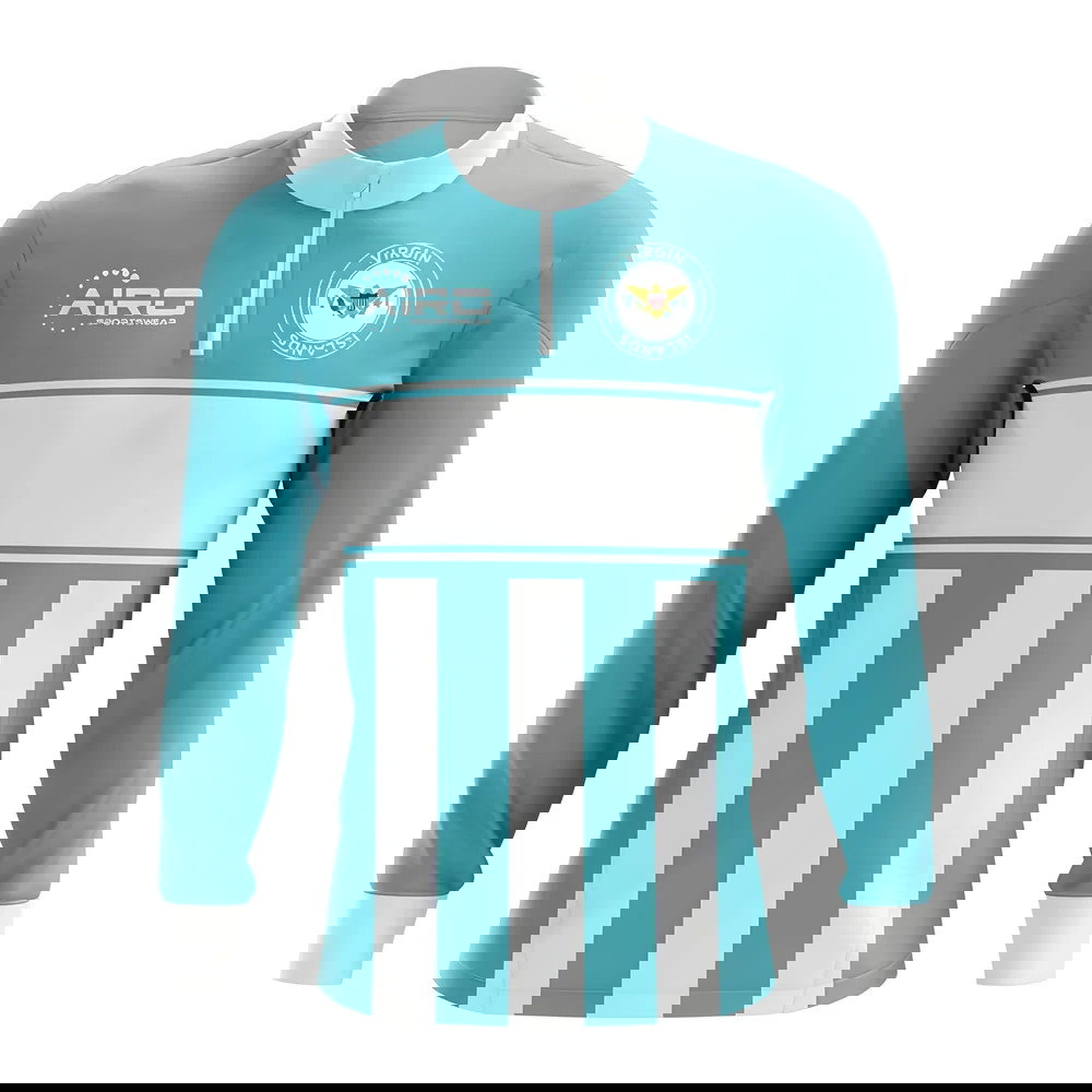 US Virgin Islands Concept Football Half Zip Midlayer Top (Sky Blue-White)