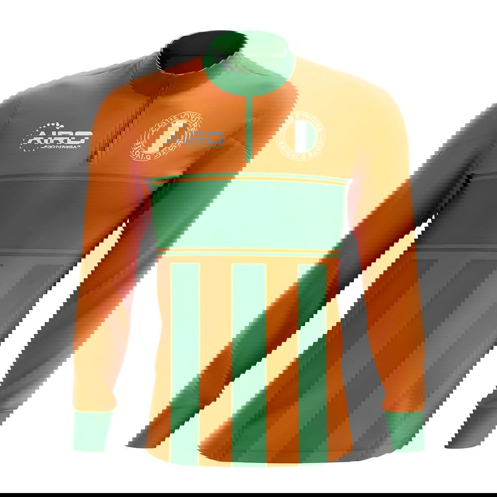 Cote d'Ivoire Concept Football Half Zip Midlayer Top (Orange-Green)