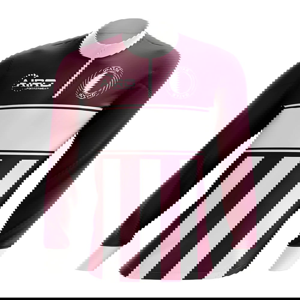Qatar Concept Football Half Zip Midlayer Top (Burgundy-White)