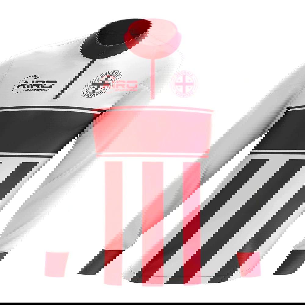 Georgia Concept Football Half Zip Midlayer Top (White-Red)