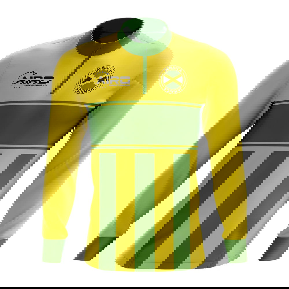 Jamaica Concept Football Half Zip Midlayer Top (Yellow-Green)