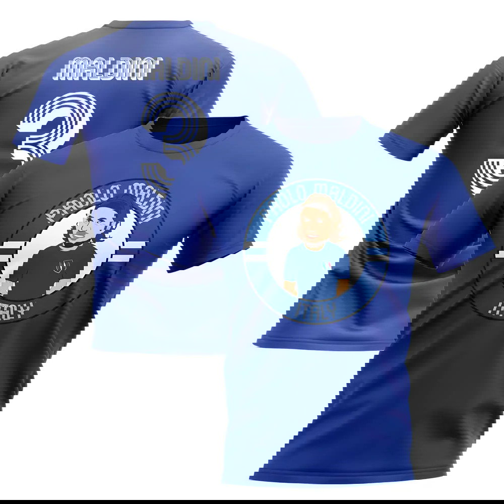 Paolo Maldini Italy Illustration T-Shirt (Blue)