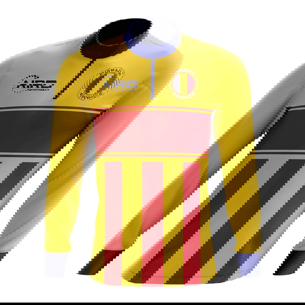 Romania Concept Football Half Zip Midlayer Top (Yellow-Red)