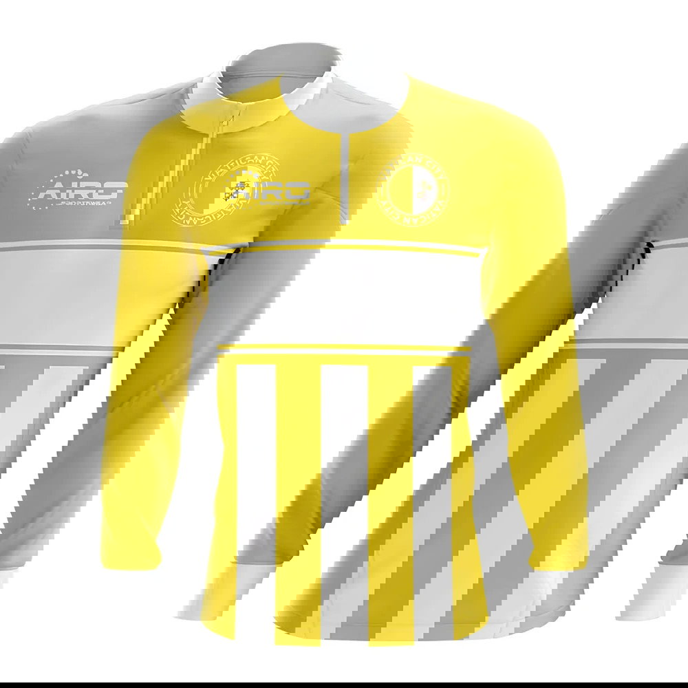 Vatican City Concept Football Half Zip Midlayer Top (Yellow-White)