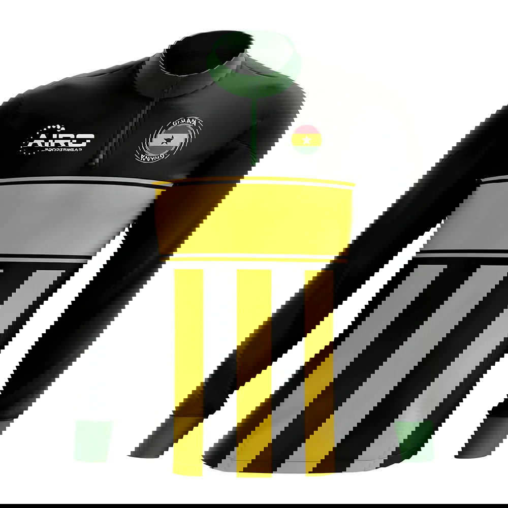 Ghana Concept Football Half Zip Midlayer Top (Black-Yellow)