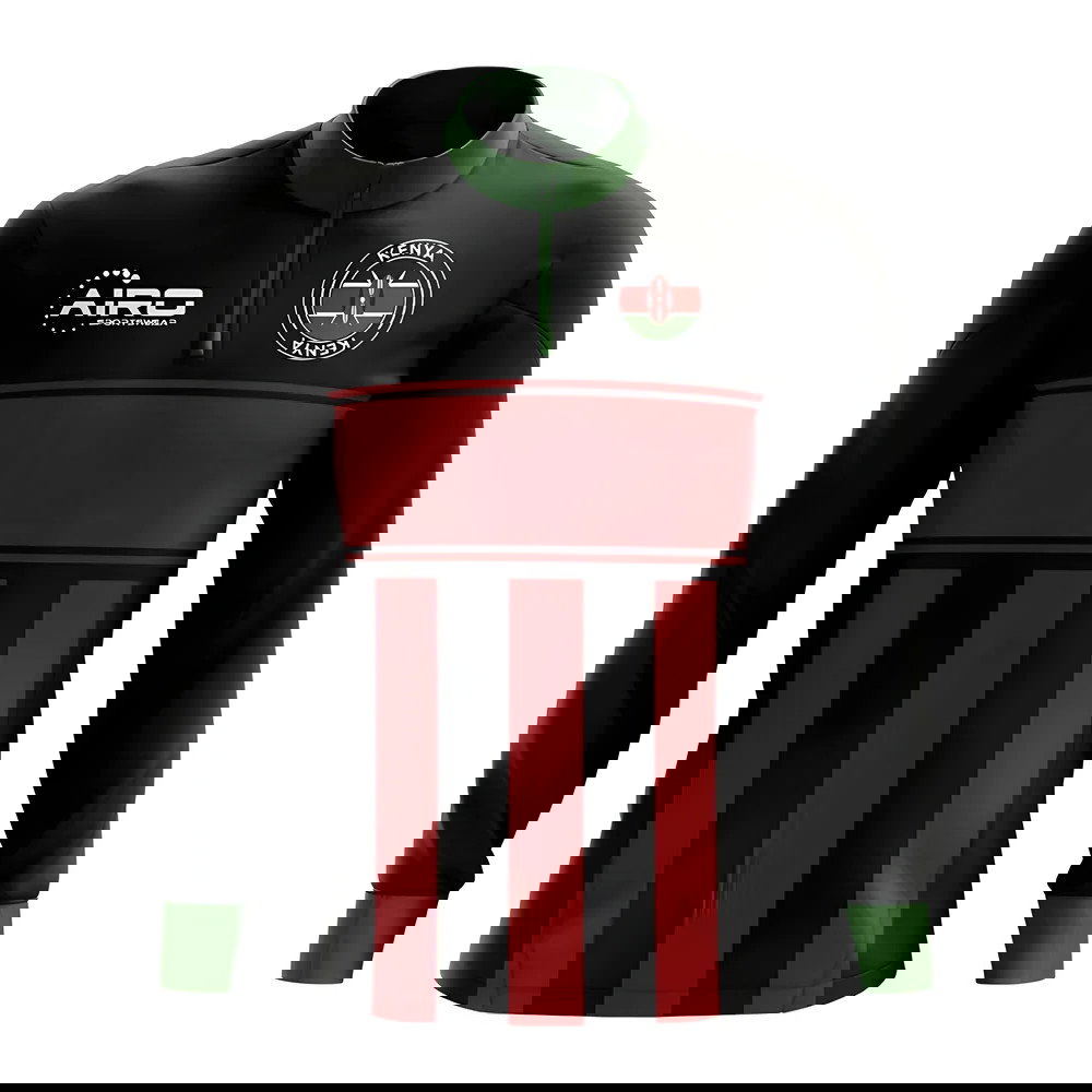 Kenya Concept Football Half Zip Midlayer Top (Black-Red)