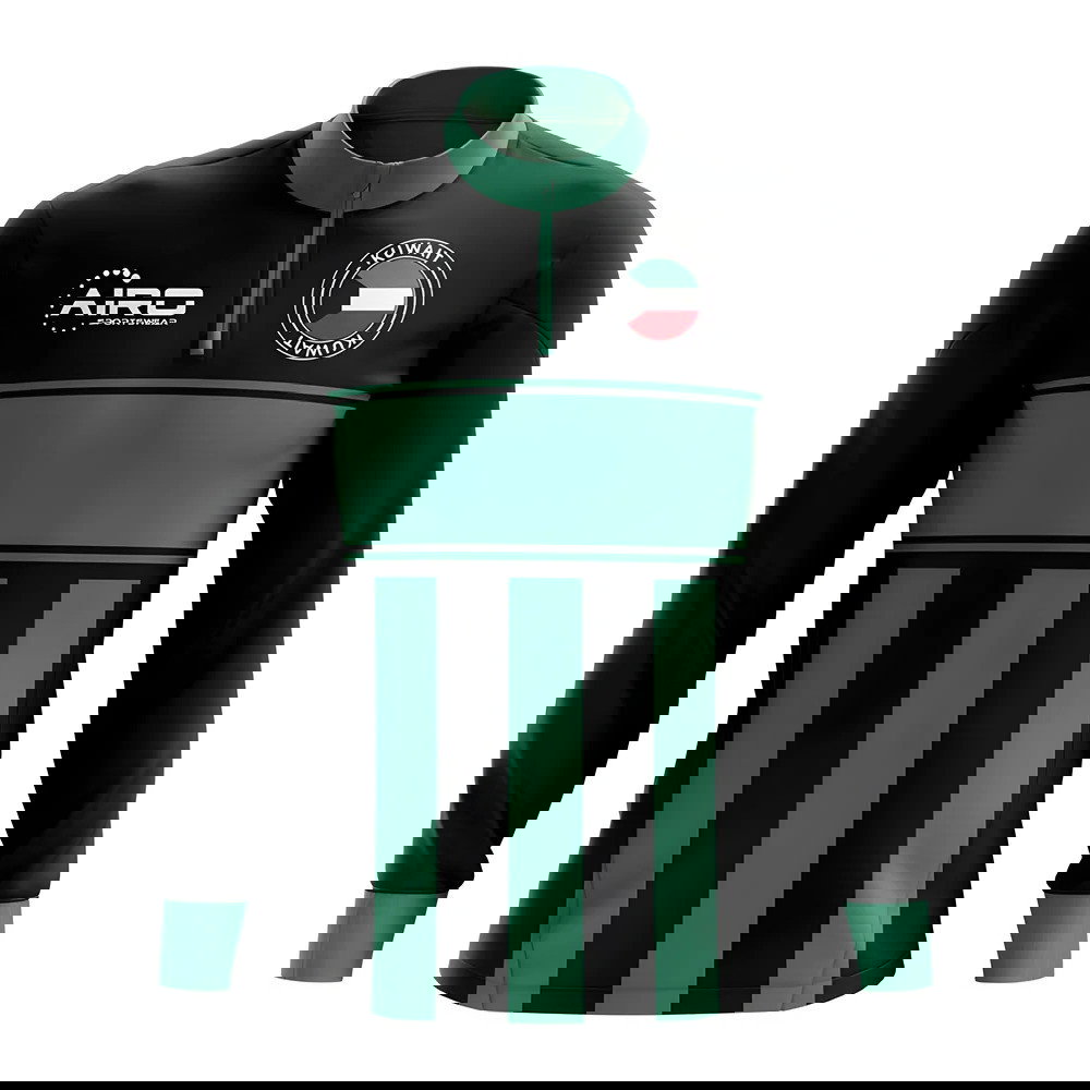 Kuwait Concept Football Half Zip Midlayer Top (Black-Green)