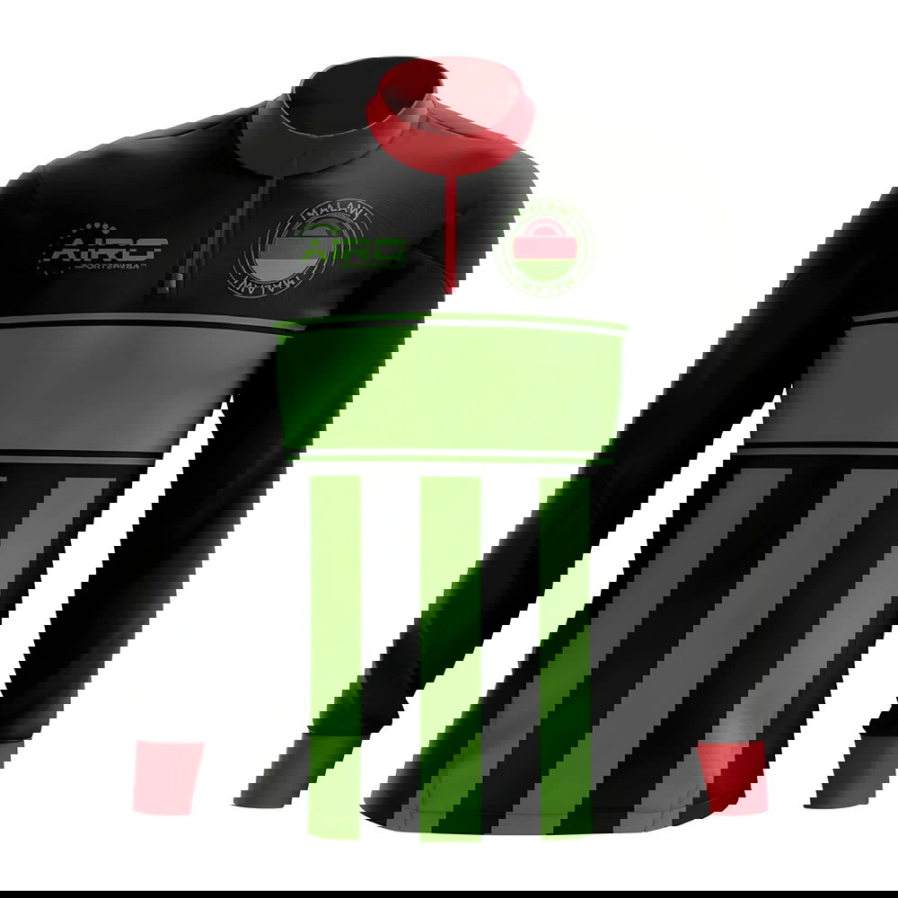 Malawi Concept Football Half Zip Midlayer Top (Black-Green)