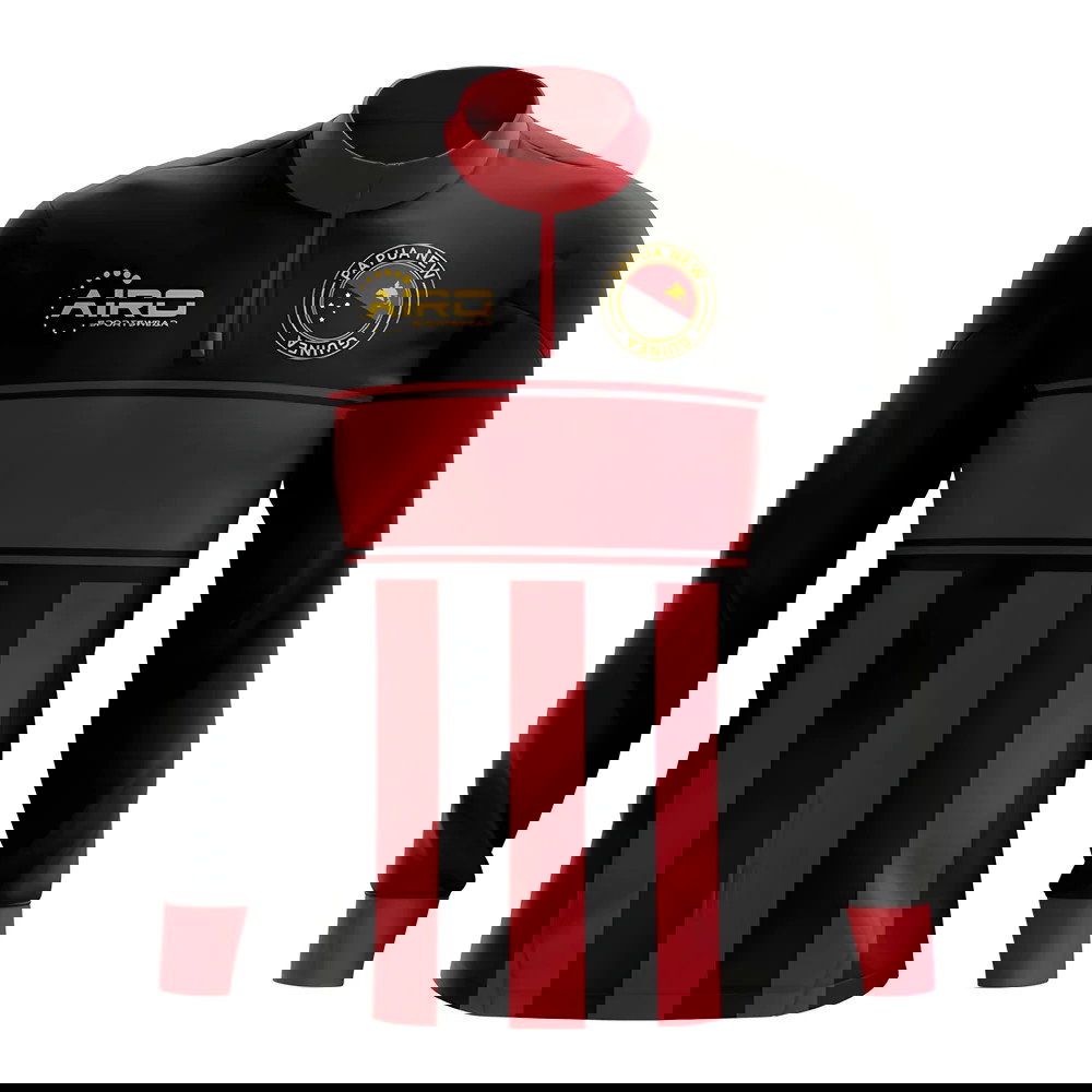 Papa New Guinea Concept Football Half Zip Midlayer Top (Black-Red)