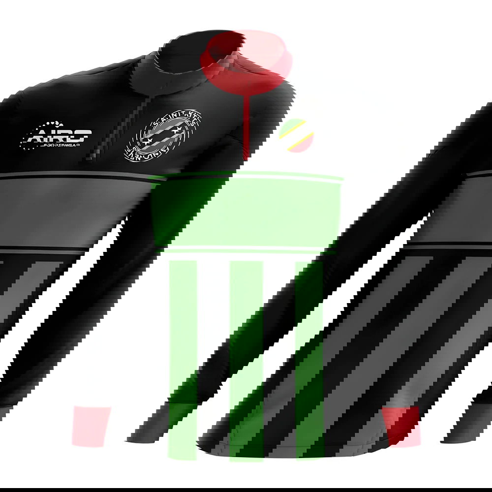 Saint Kitts and Nevis Concept Football Half Zip Midlayer Top (Black-Green)