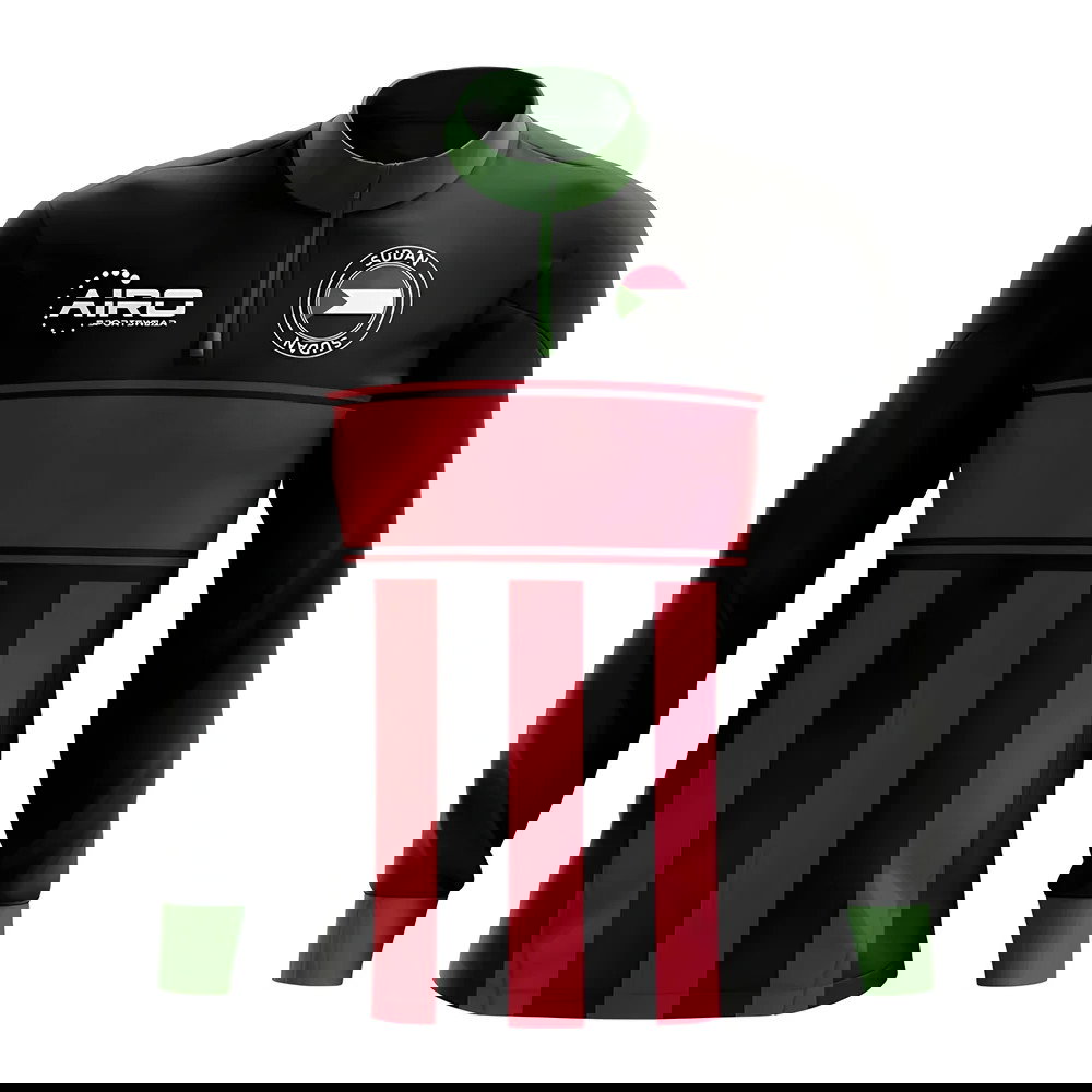 Sudan Concept Football Half Zip Midlayer Top (Black-Red)