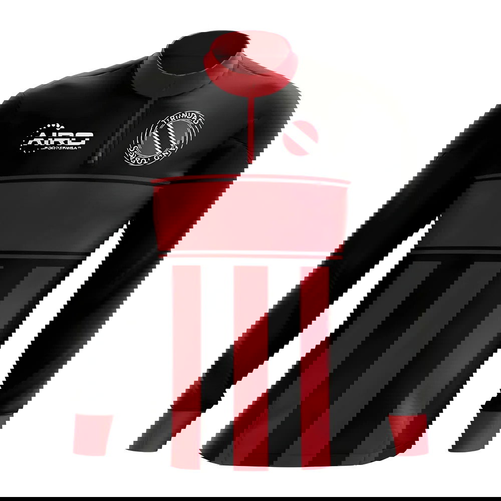 Trinidad and Tobago Concept Football Half Zip Midlayer Top (Black-Red)