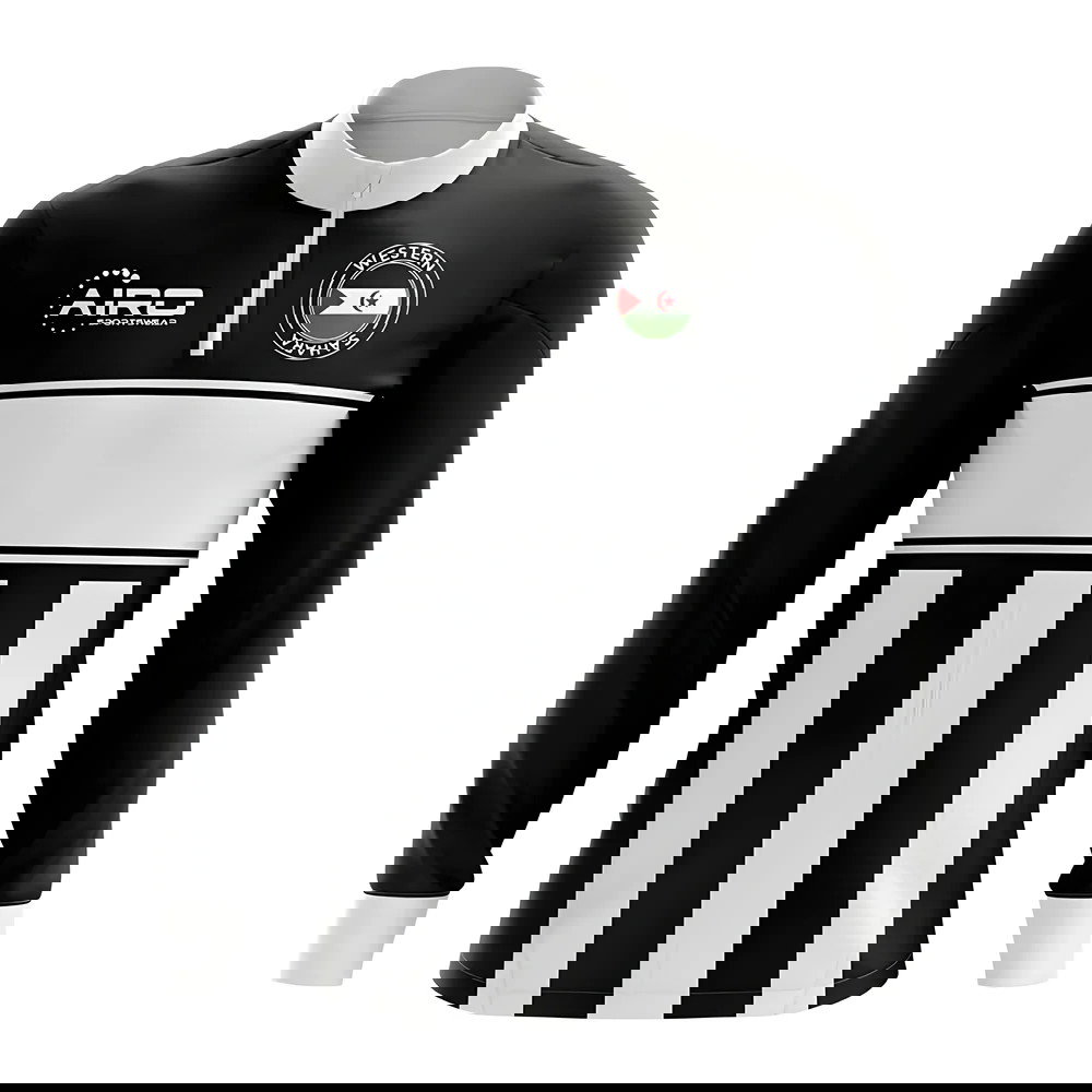 Western Sahara Concept Football Half Zip Midlayer Top (Black-White)