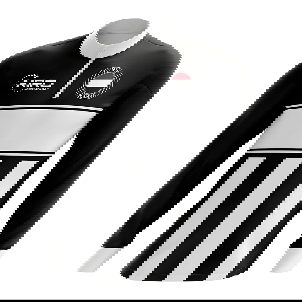 Yemen Concept Football Half Zip Midlayer Top (Black-White)