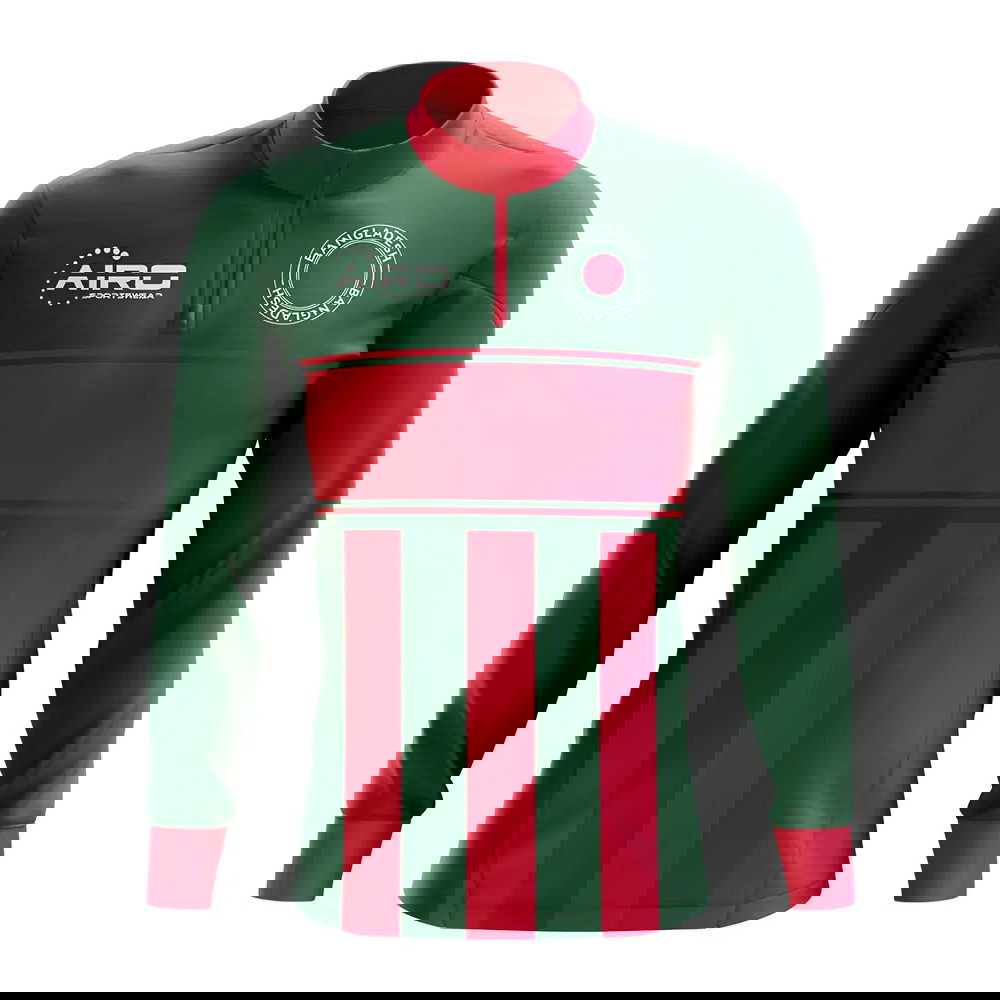 Bangladesh Concept Football Half Zip Midlayer Top (Green-Red)