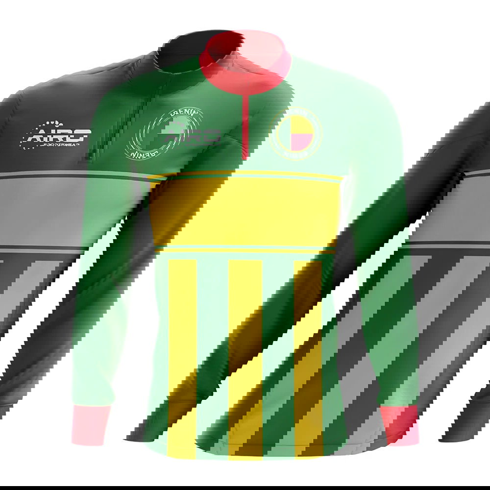 Benin Concept Football Half Zip Midlayer Top (Green-Yellow)