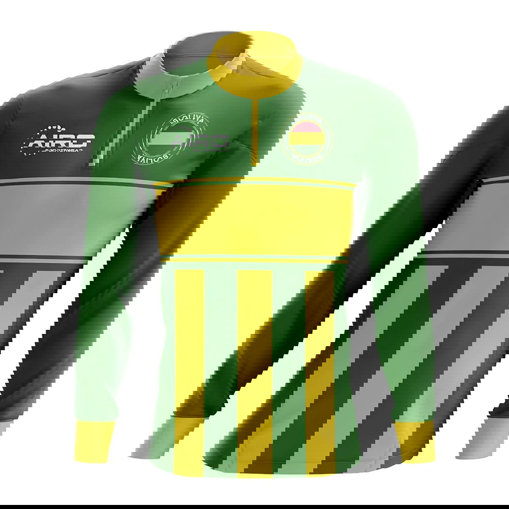 Bolivia Concept Football Half Zip Midlayer Top (Green-Yellow)