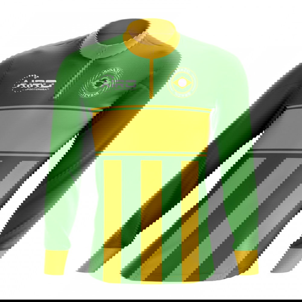 Brazil Concept Football Half Zip Midlayer Top (Green-Yellow)