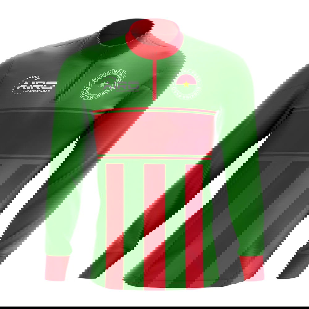 Burkina Faso Concept Football Half Zip Midlayer Top (Green-Red)