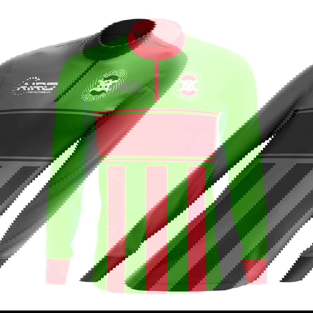 Burundi Concept Football Half Zip Midlayer Top (Green-Red)