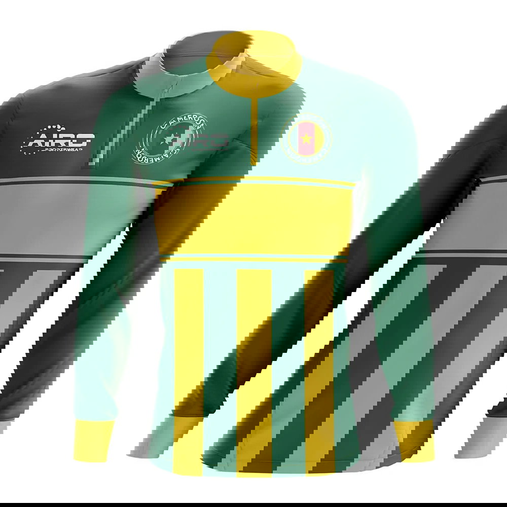 Cameroon Concept Football Half Zip Midlayer Top (Green-Yellow)