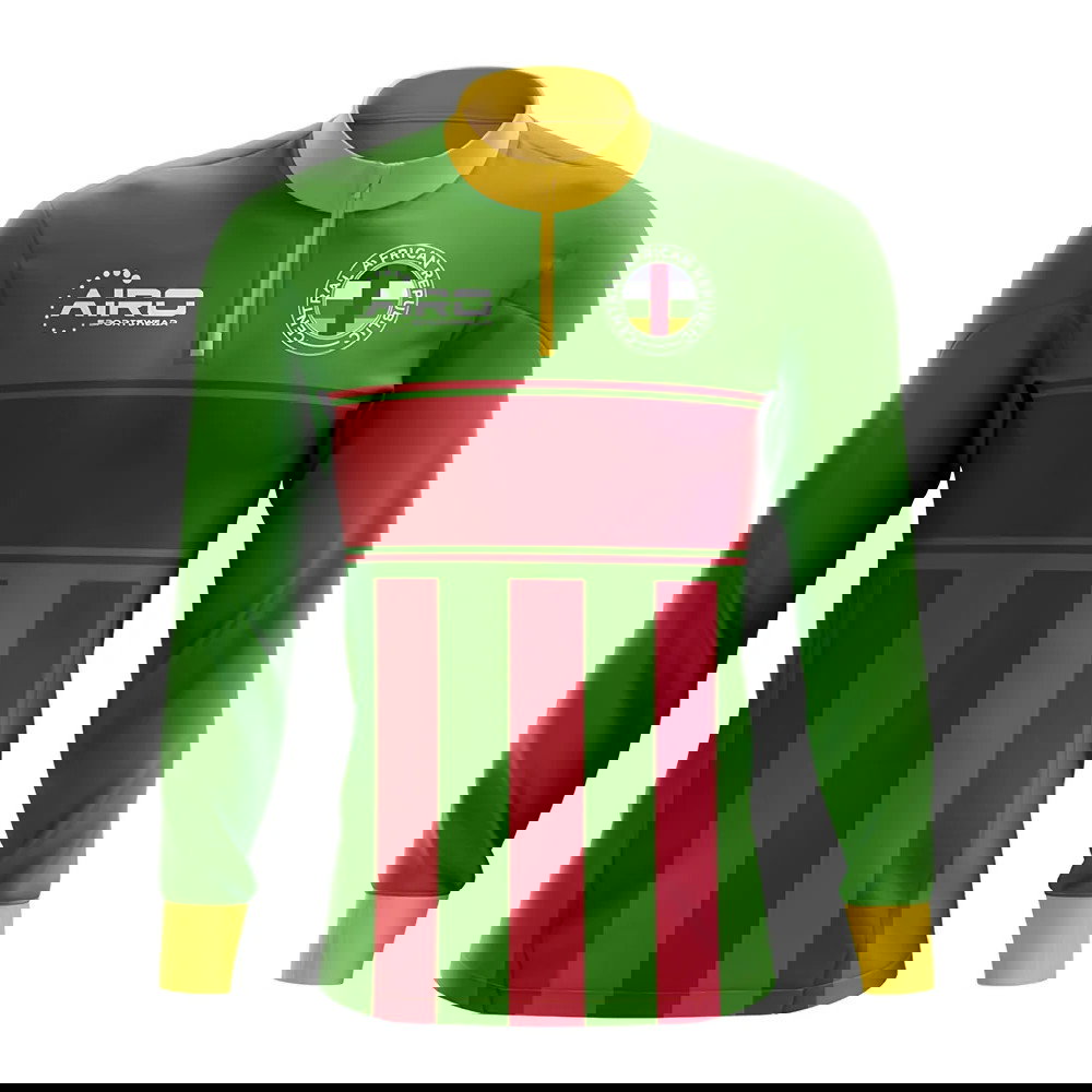 Central African Republic Concept Football Half Zip Midlayer Top (Green-Red)