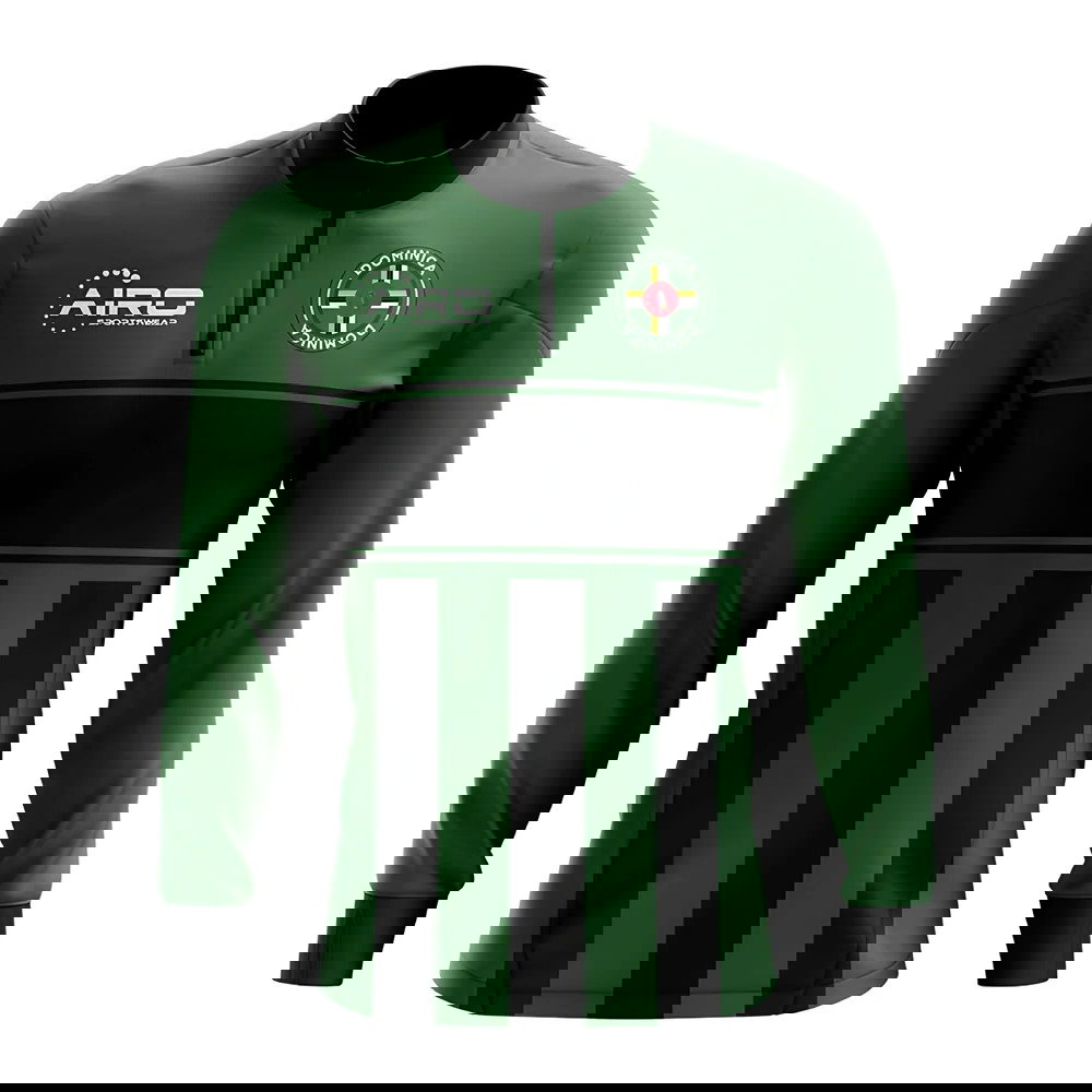 Dominica Concept Football Half Zip Midlayer Top (Green-Black)