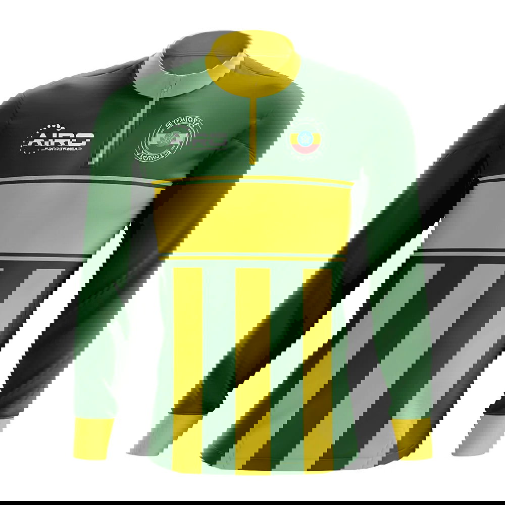 Ethiopia Concept Football Half Zip Midlayer Top (Green-Yellow)
