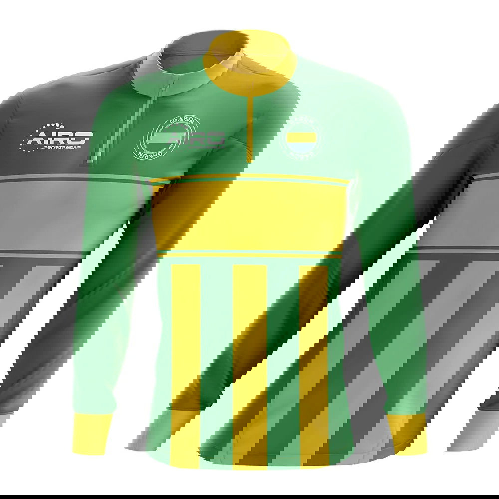 Gabon Concept Football Half Zip Midlayer Top (Green-Yellow)