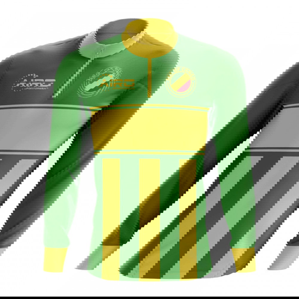 Republic of Congo Concept Football Half Zip Midlayer Top (Green-Yellow)