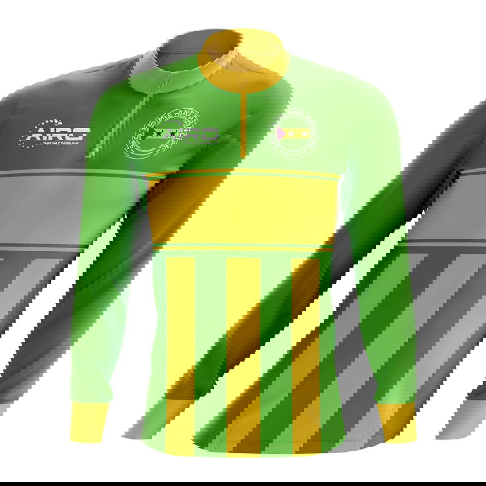 Sao Tome and Principe Concept Football Half Zip Midlayer Top (Green-Yellow)
