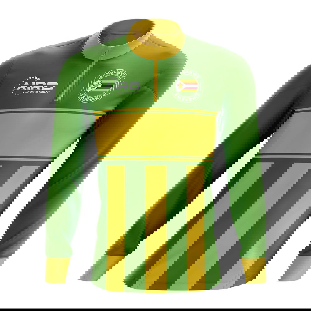 Zimbabwe Concept Football Half Zip Midlayer Top (Green-Yellow)