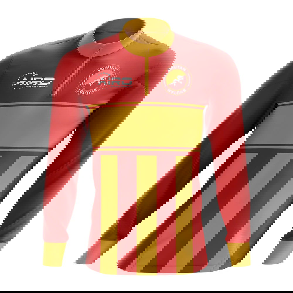 Bhutan Concept Football Half Zip Midlayer Top (Red-Orange)