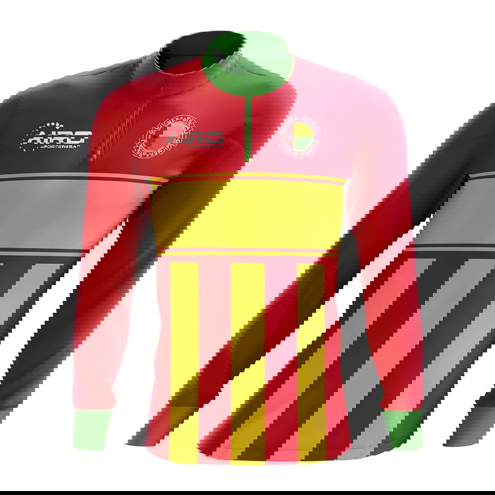 Guinea Bissau Concept Football Half Zip Midlayer Top (Red-Yellow)