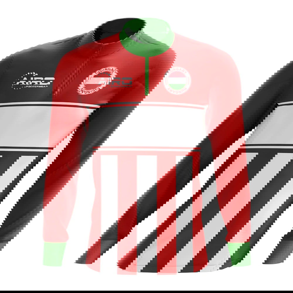 Hungary Concept Football Half Zip Midlayer Top (Red-White)