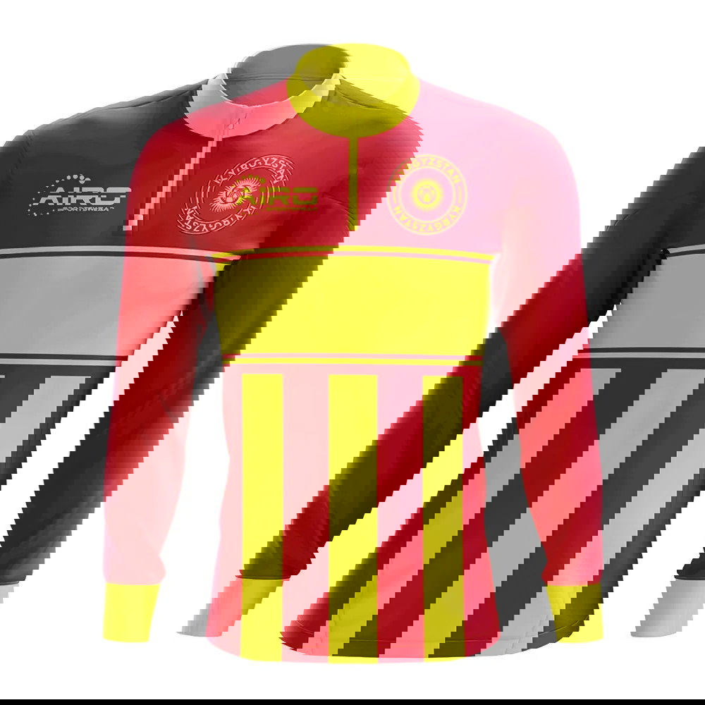 Kyrgyzstan Concept Football Half Zip Midlayer Top (Red-Yellow)