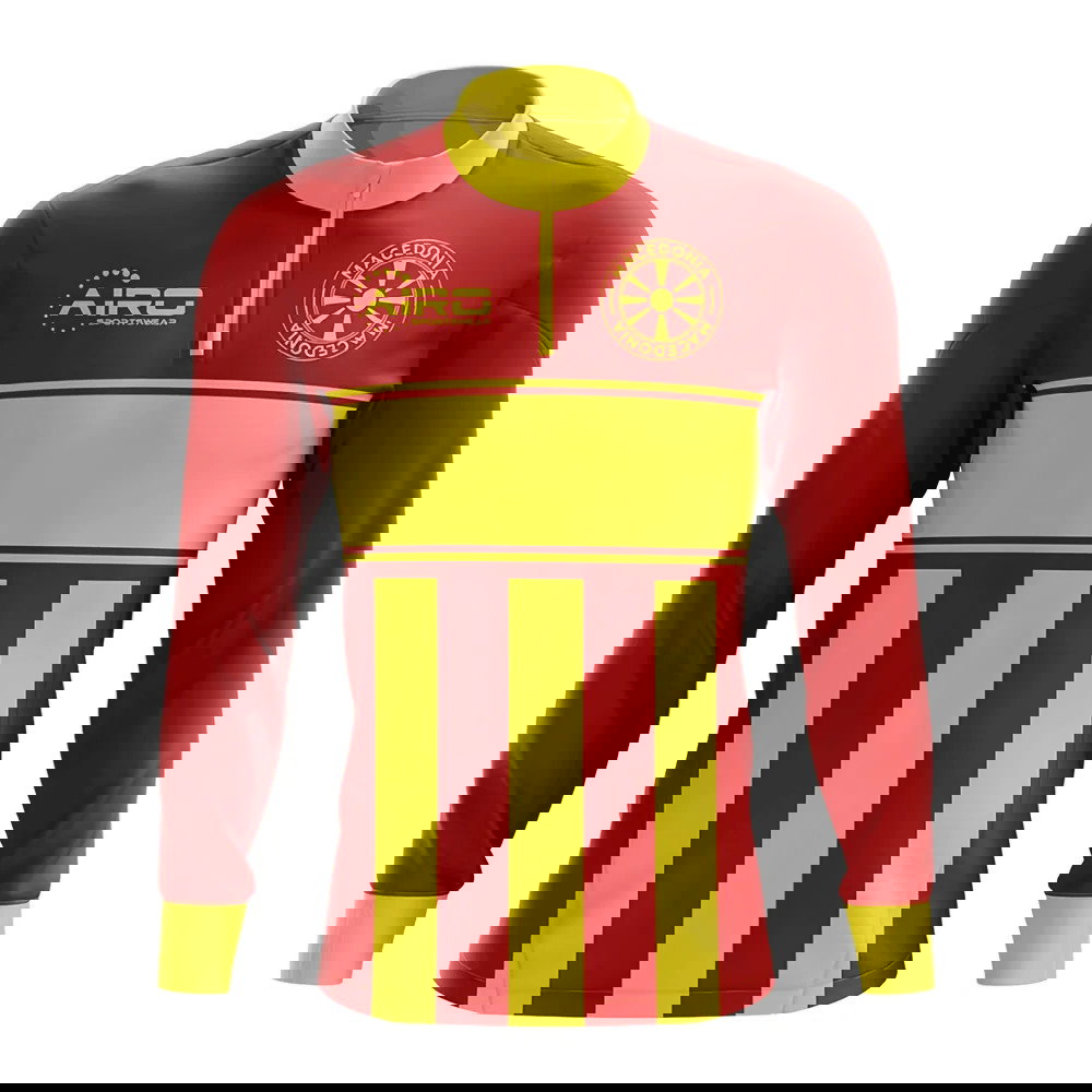 Macedonia Concept Football Half Zip Midlayer Top (Red-Yellow)