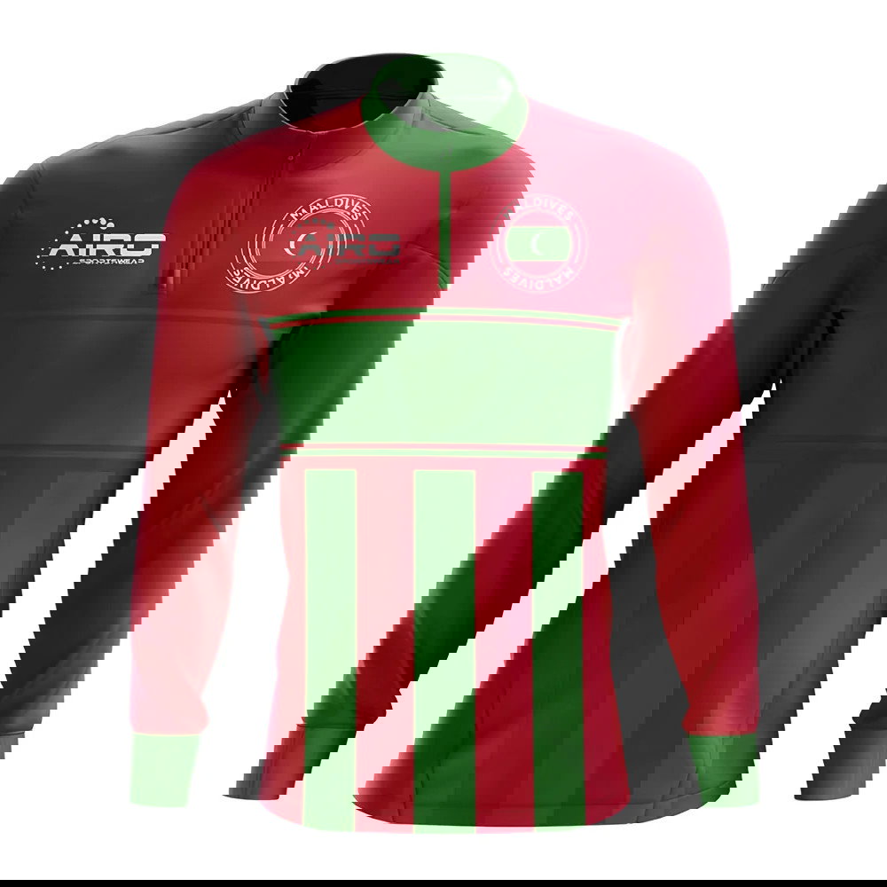 Maldives Concept Football Half Zip Midlayer Top (Red-Green)